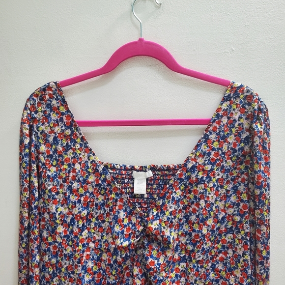 H&M Puff Sleeve Floral Blouse Cottagecore Garden Party Semi Sheer Plus Size XXL - Picture 6 of 13